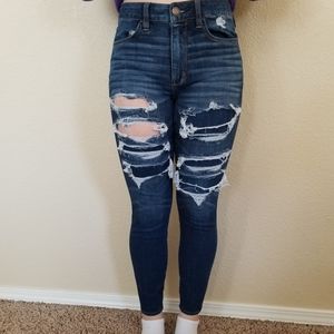 American Eagle Hi-Rise Jeggings Distressed